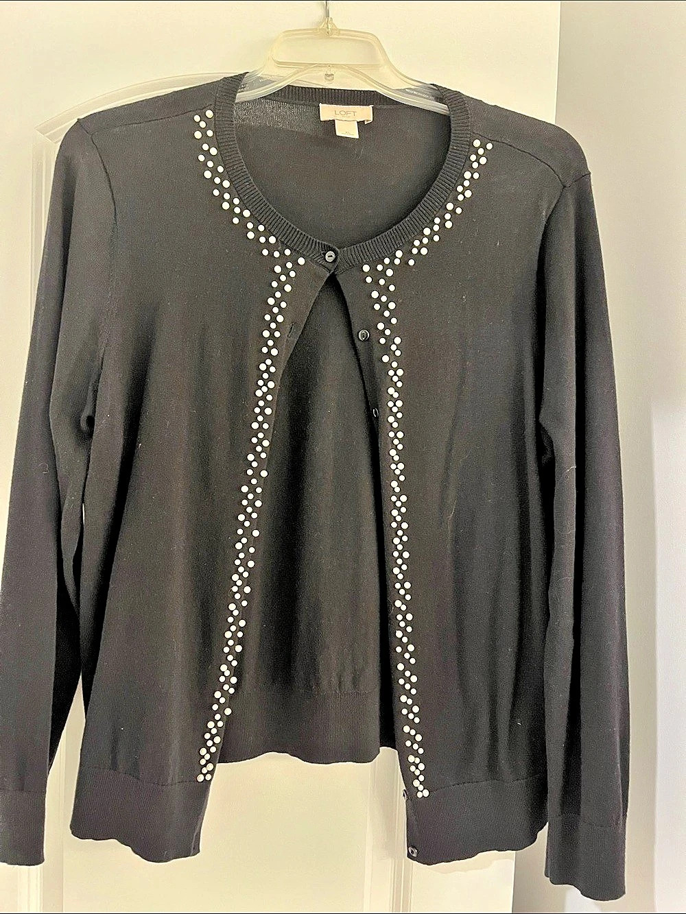 LOFT Outlet Studded Black Cardigan Size XL